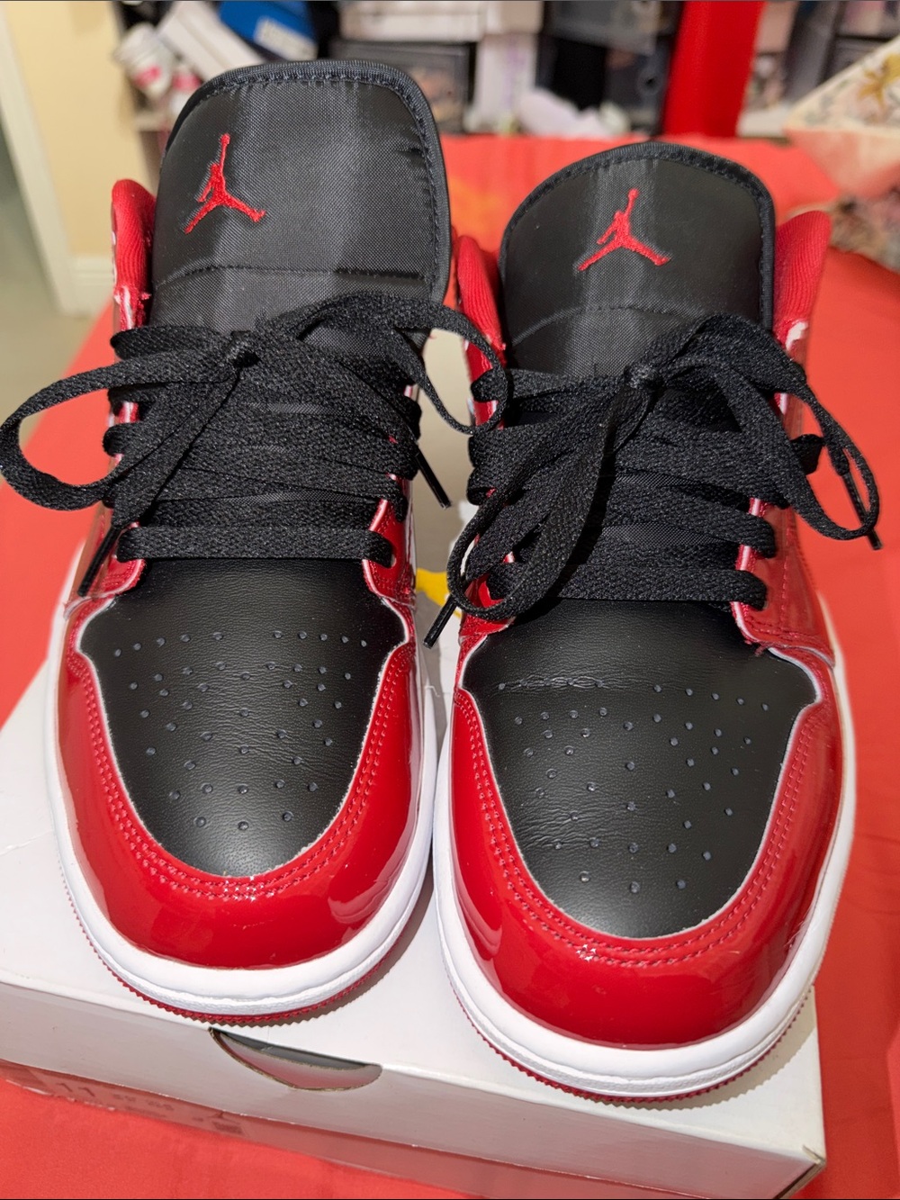 Jordan men Black and Red Low-Top Sneakers